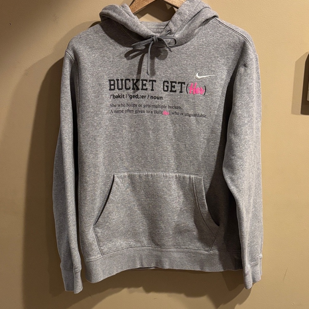 Nike Gray Hoodie with Text Graphic